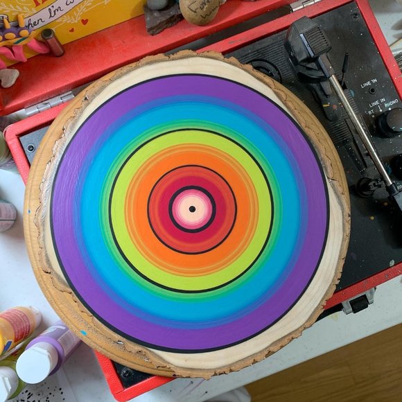 Mandala Wood Slice Wall Art Fine Art Acrylic Painting Custom Home Decor Sustaina - Picture 9 of 13